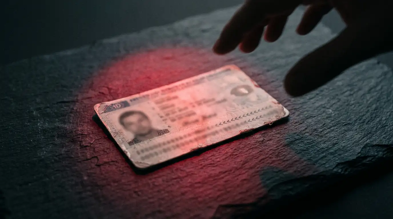 Waarschuwingsbeeld over identiteitsfraude bij gebruik van valse documenten voor casino zonder Cruks